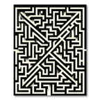 Monochromatic Modern Abstract Geometric Maze Rug