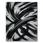 Bold Black Ink Brushstroke Swirl Rug