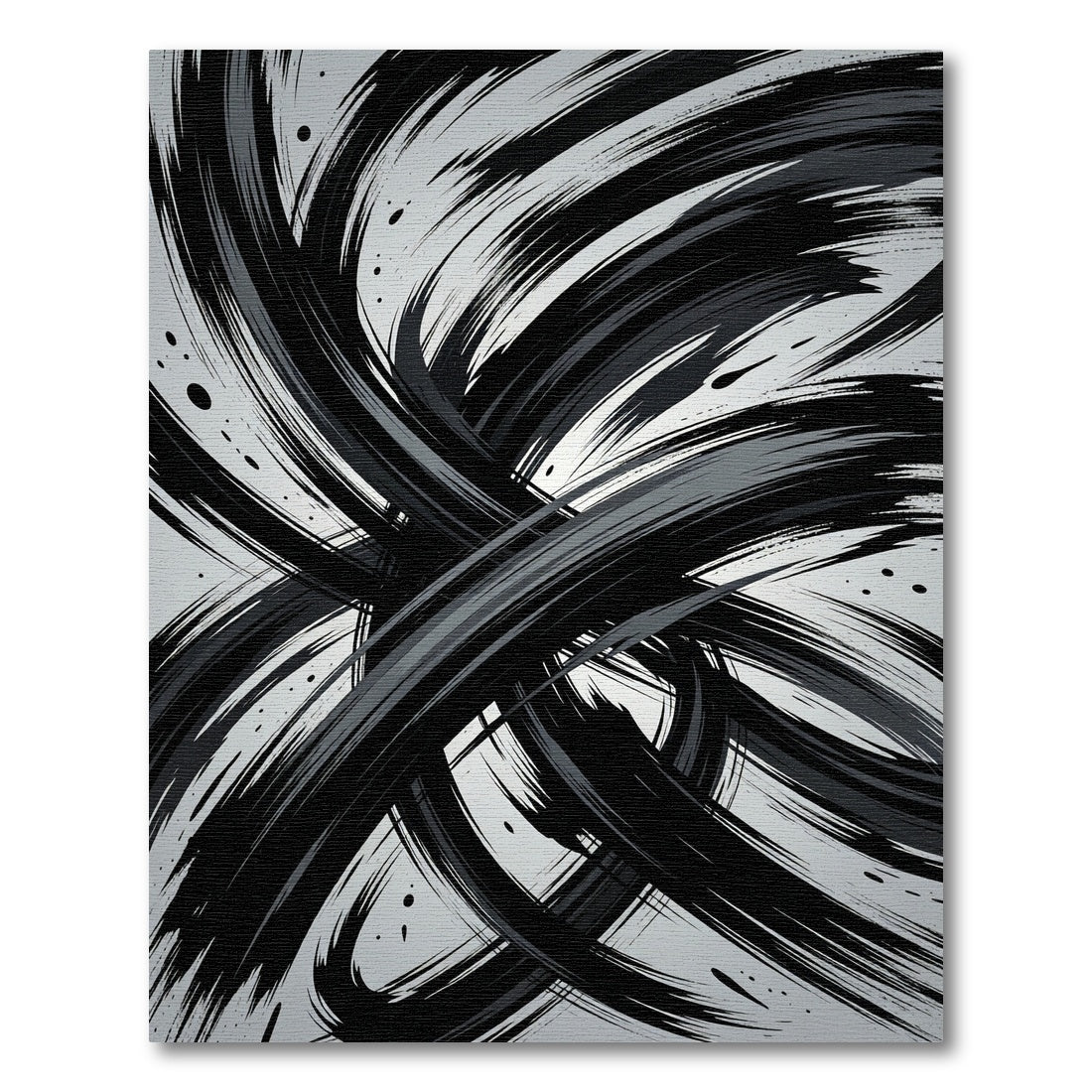 Bold Black Ink Brushstroke Swirl Rug