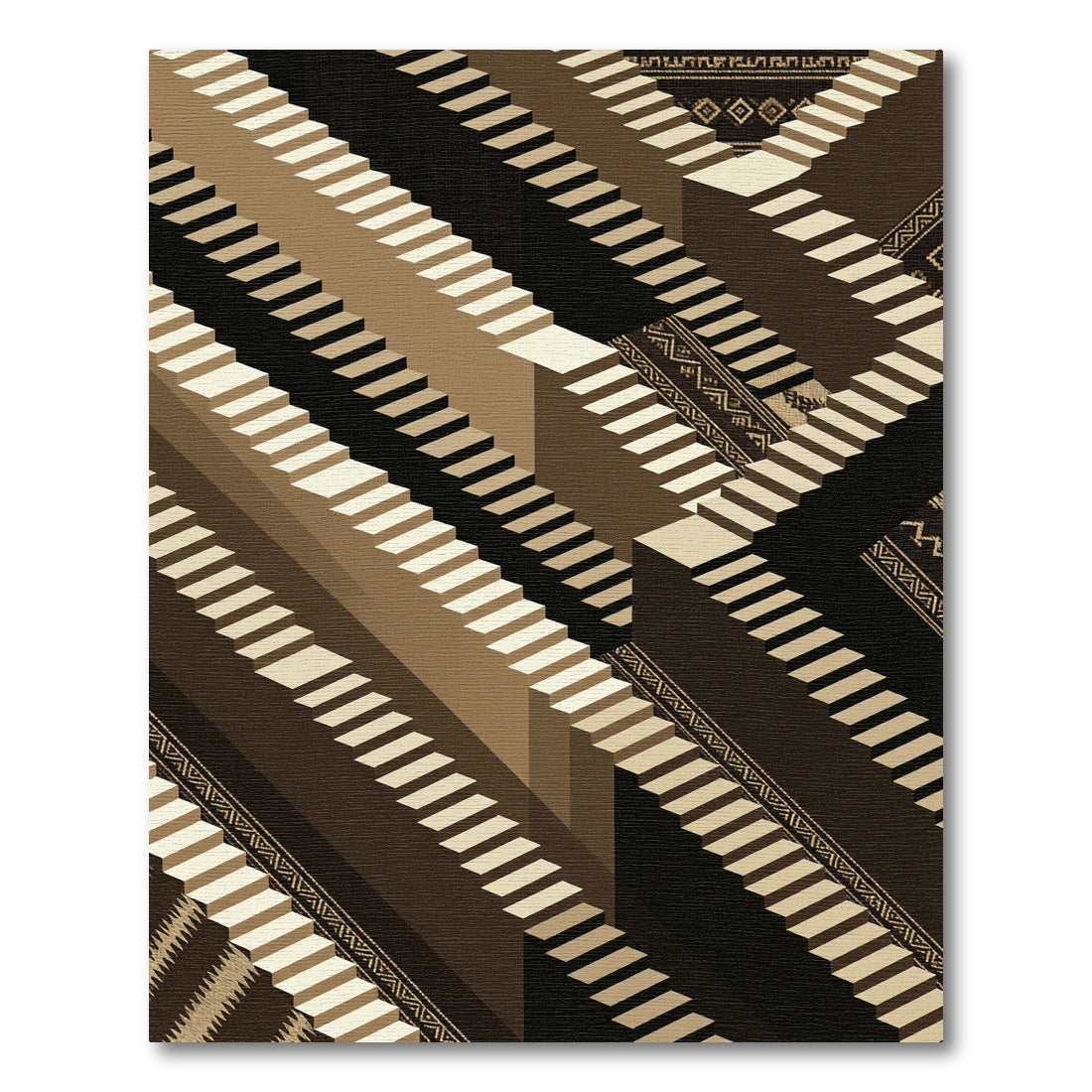 Illusion Geometric Staircase Rug