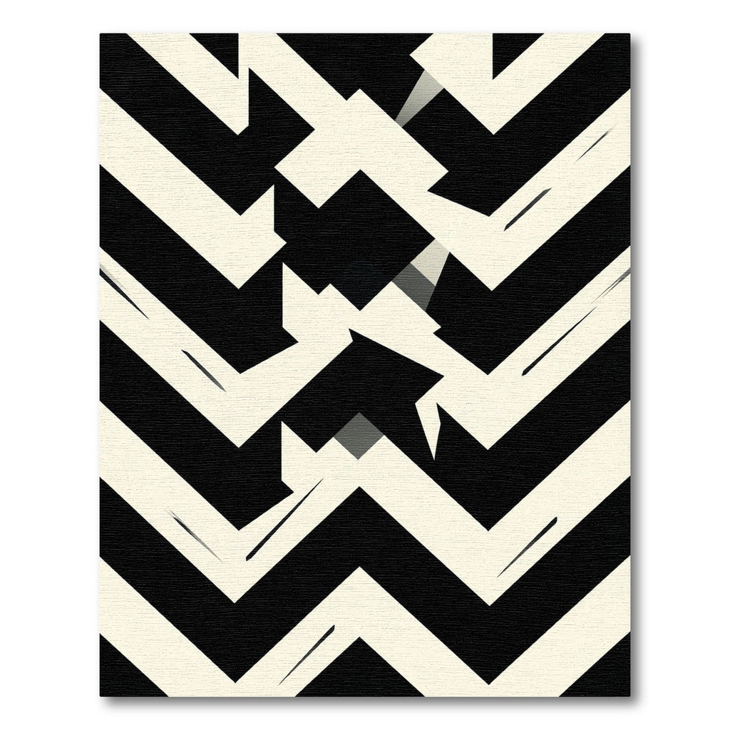 Bold Monochrome Geometric Chevron Abstract Rug