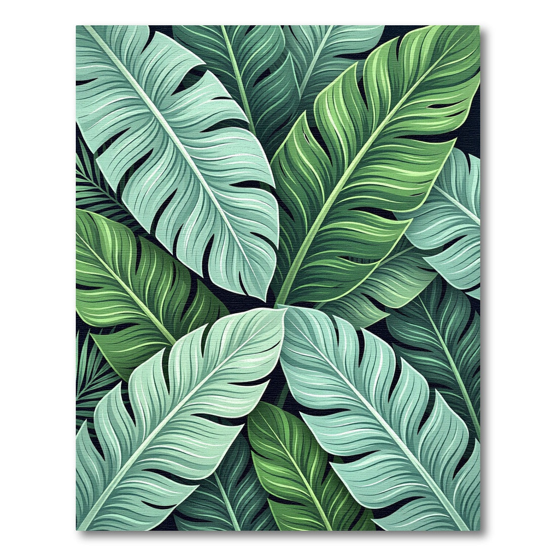 Tropical Mint Green Feathered Leaves Rug