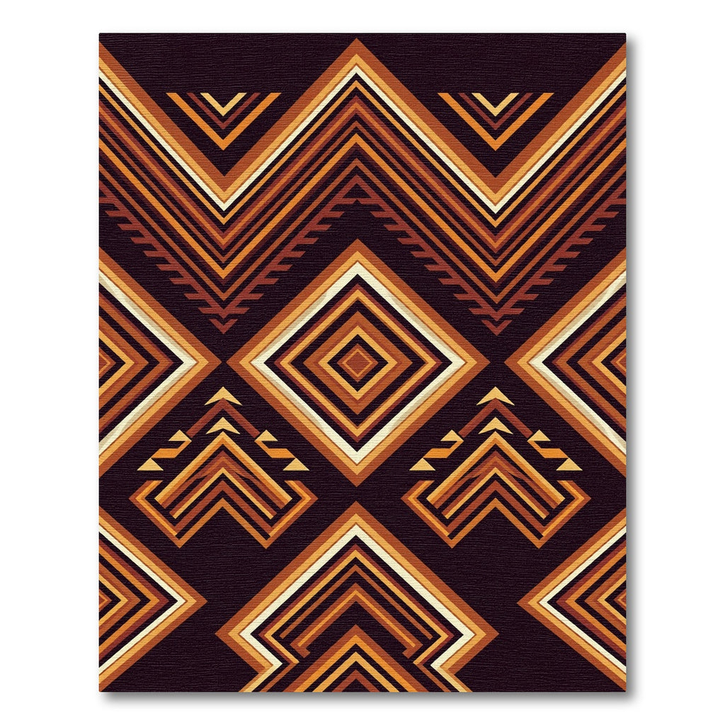 Geometric Amber Aztec Diamond Art Rug