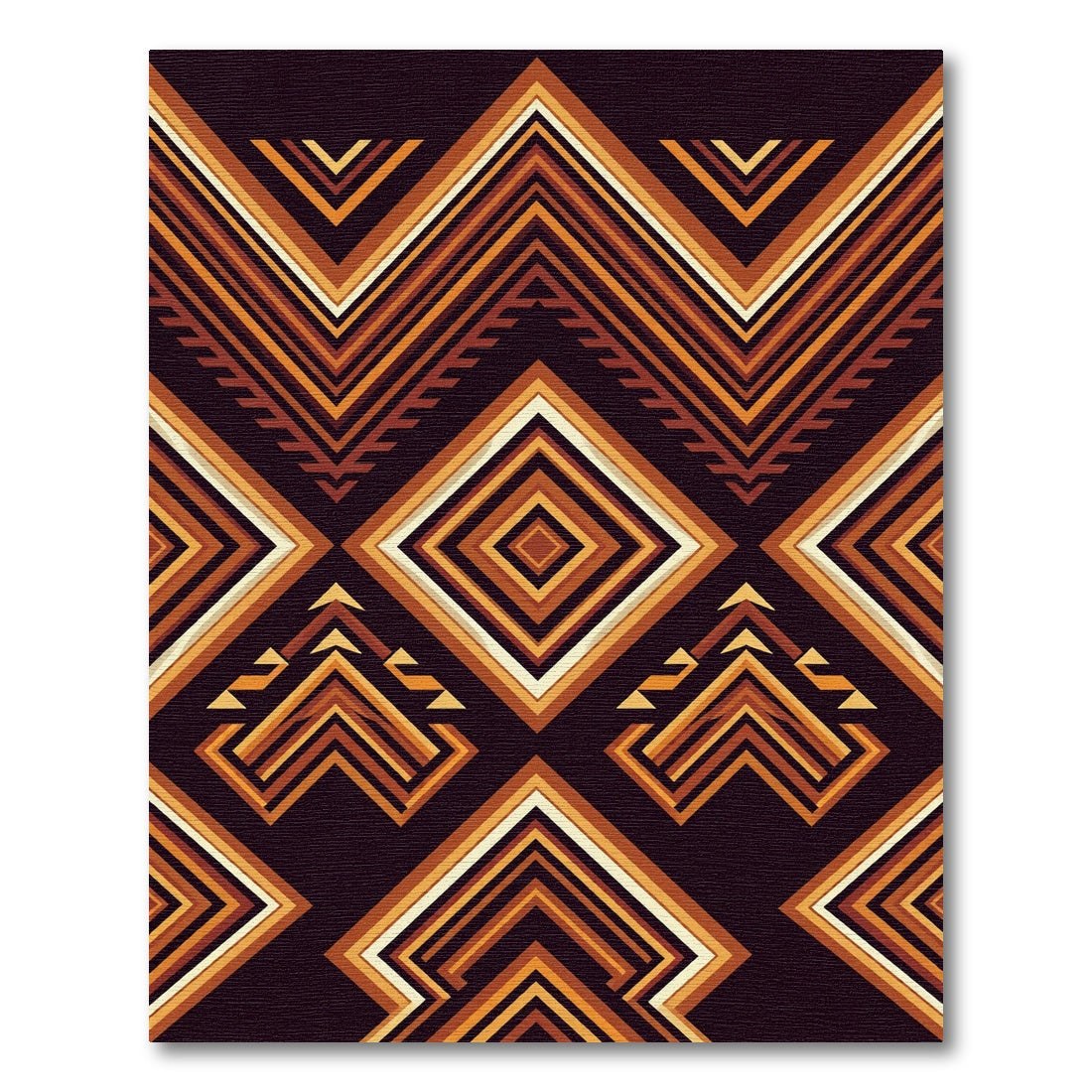 Geometric Amber Aztec Diamond Art Rug