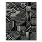 Monochromatic Patchwork Mandala Damask Rug