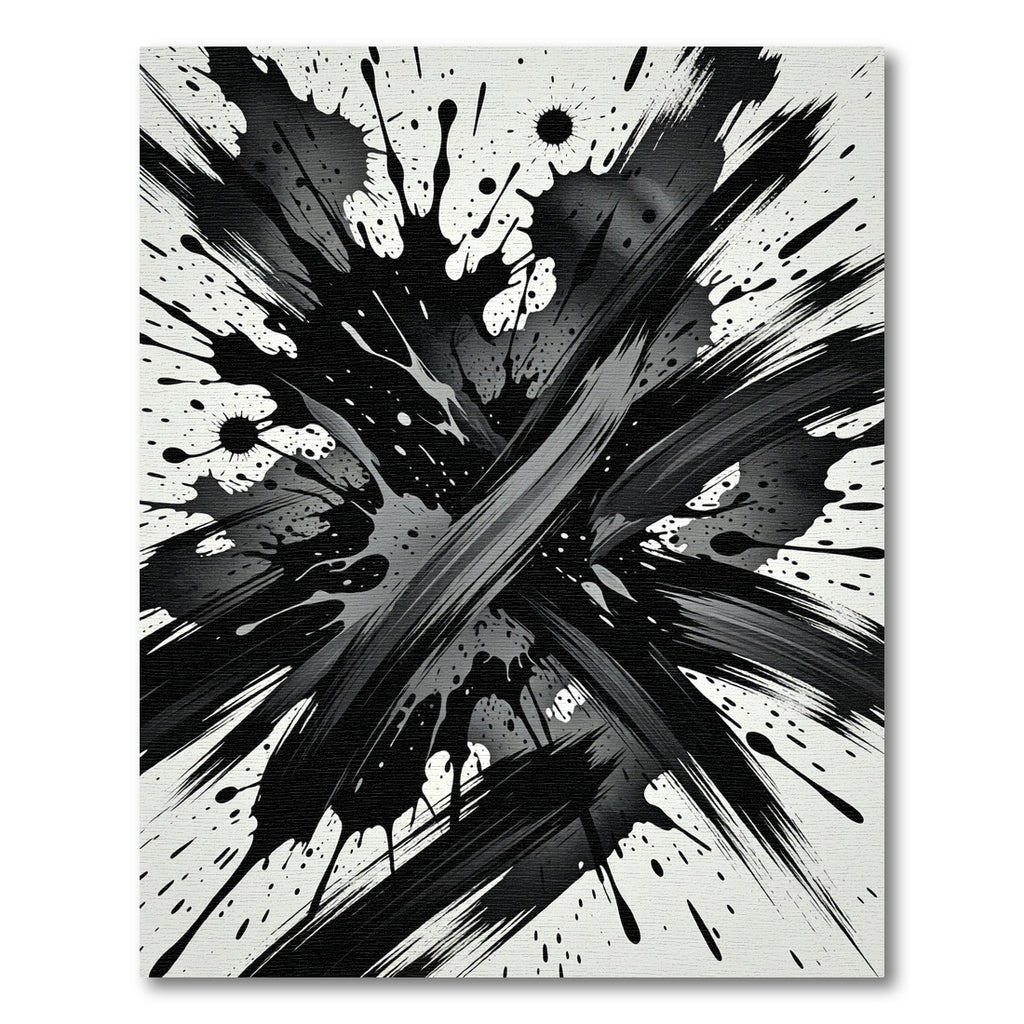 Dynamic Black Splatter Abstract Splash Rug