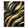 Elegant Black Gold Swirl Ribbons Rug
