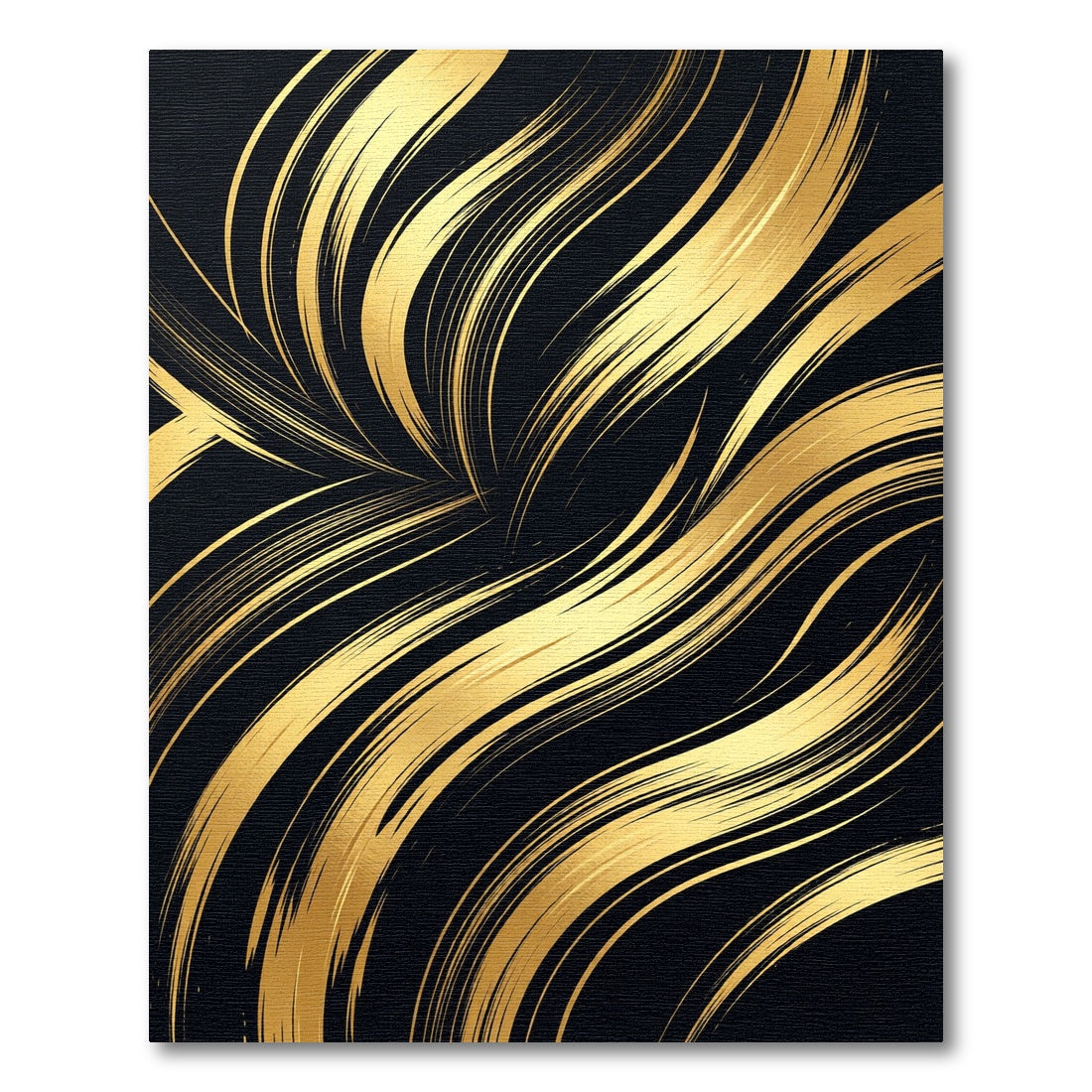Elegant Black Gold Swirl Ribbons Rug