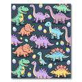 Playful Pastel Dinosaur and Egg Illustration Rug