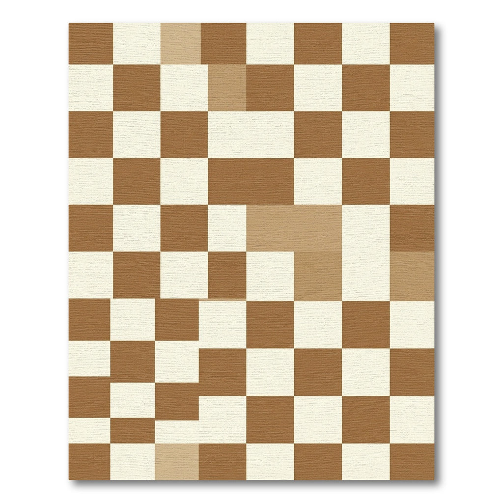 Brown Cream Checkerboard Squares Rug