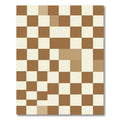 Brown Cream Checkerboard Squares Rug