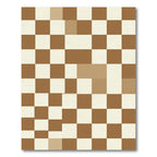 Brown Cream Checkerboard Squares Rug