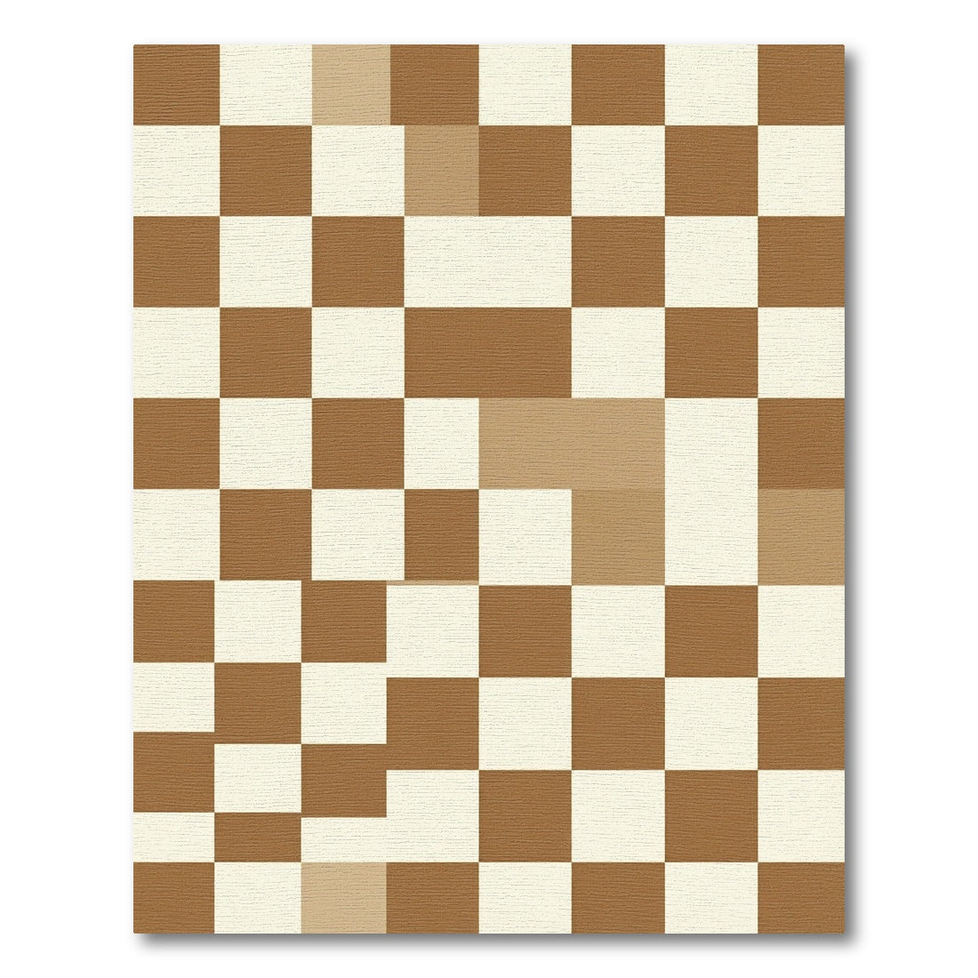 Brown Cream Checkerboard Squares Rug