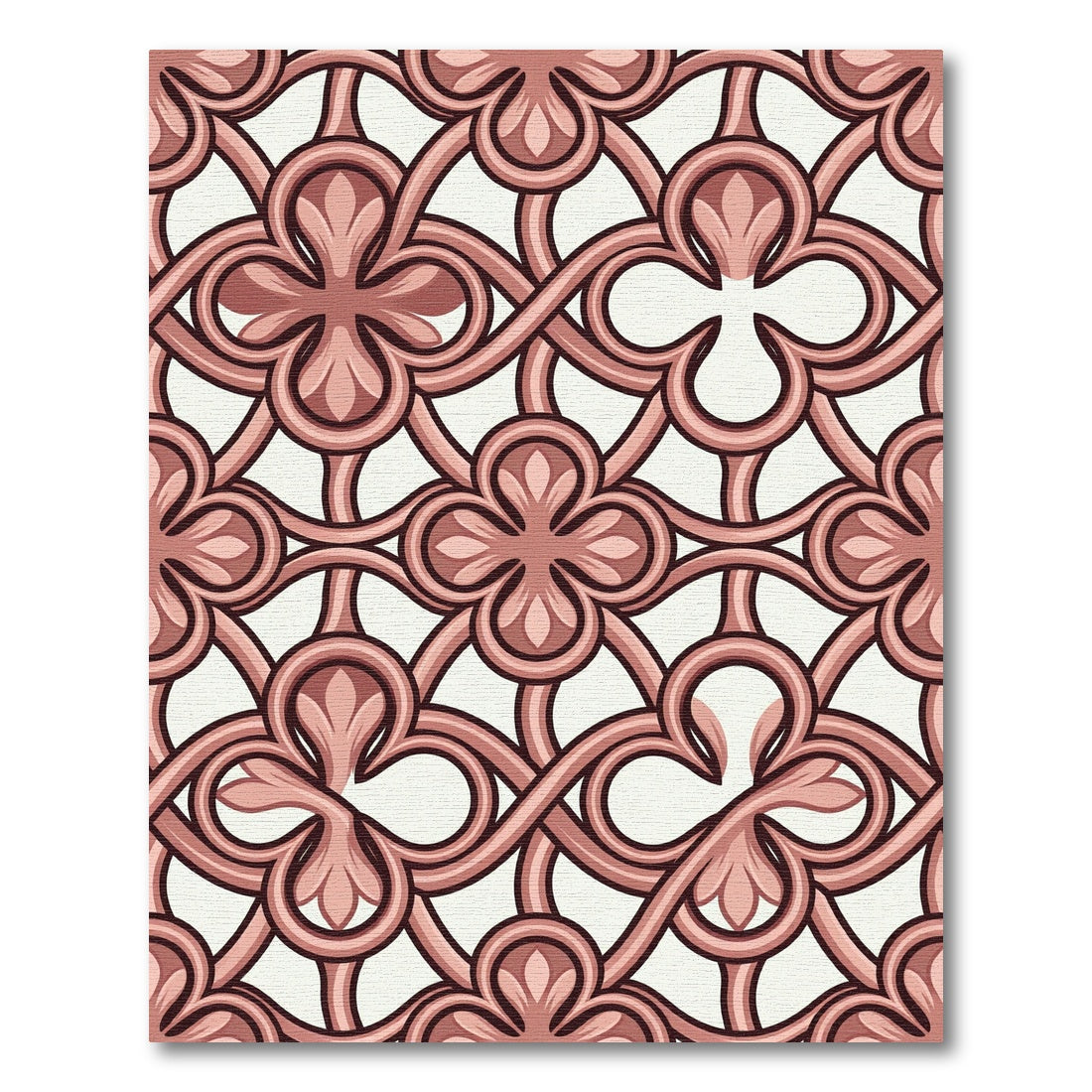 Blush Rose Interlocking Quatrefoil Tile Rug