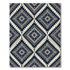 Navy and Cream Geometric Diamond Rug