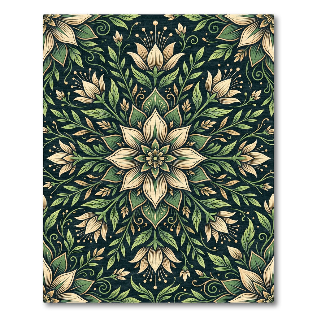 Emerald Green Floral Medallion Rug