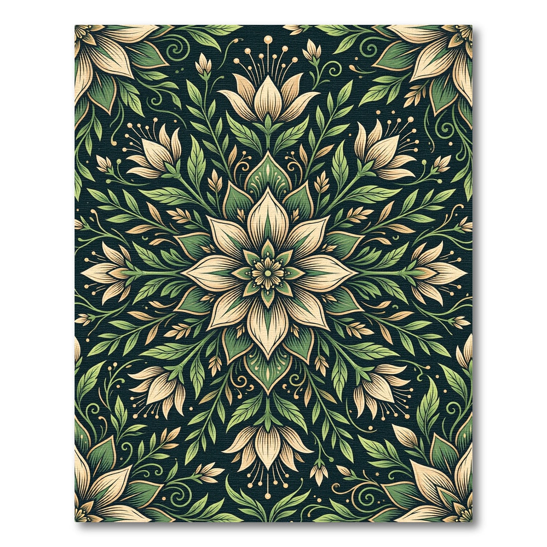 Emerald Green Floral Medallion Rug