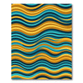 Modern Golden Teal Wavy Abstract Flow Rug