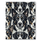 Tri-Color Border Collie Portrait Repeating Rug