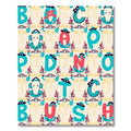 Whimsical Teal Red Alphabet Montage Rug