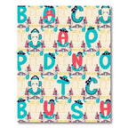 Whimsical Teal Red Alphabet Montage Rug