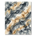 Abstract Charcoal and Tan Ink Stroke Rug