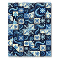 Winter Blue Snowflake Swirl Art Rug