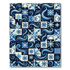 Winter Blue Snowflake Swirl Art Rug
