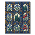 Royal Blue Floral Botanical Lattice Rug