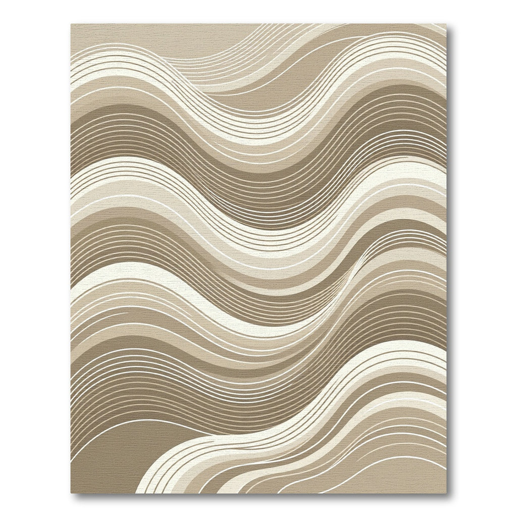 Modern Neutral Wavy Linear Wave Area Rug