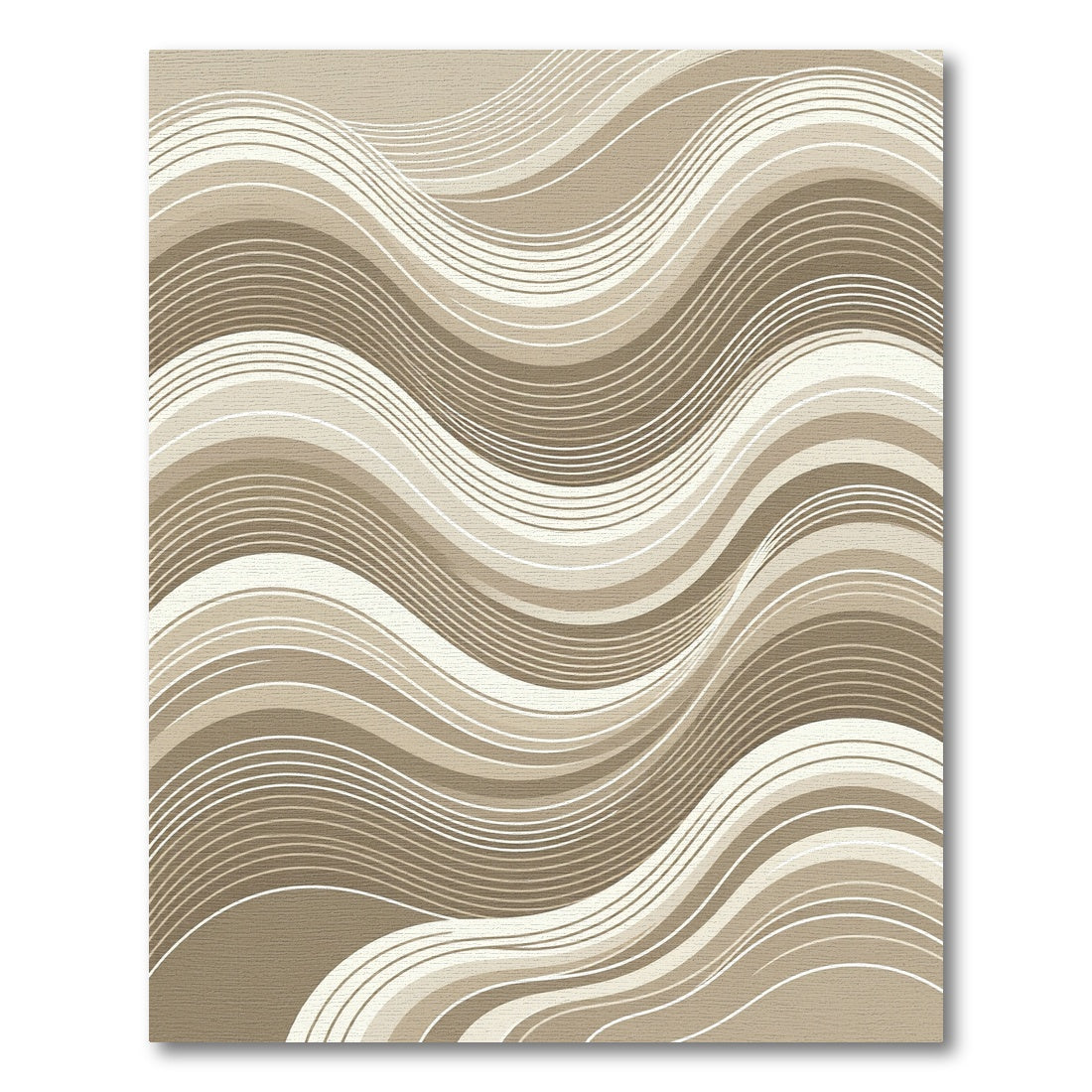 Modern Neutral Wavy Linear Wave Area Rug