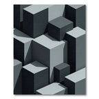 Minimalist Gray Isometric Block Abstract Rug