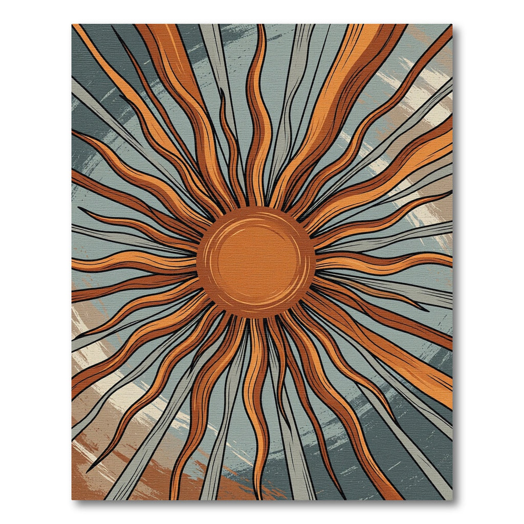 Retro Sunburst Orange Blue Rug
