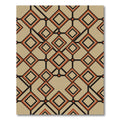 Mid-Century Geometric Clay and Charcoal Grid Rug