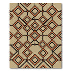 Mid-Century Geometric Clay and Charcoal Grid Rug