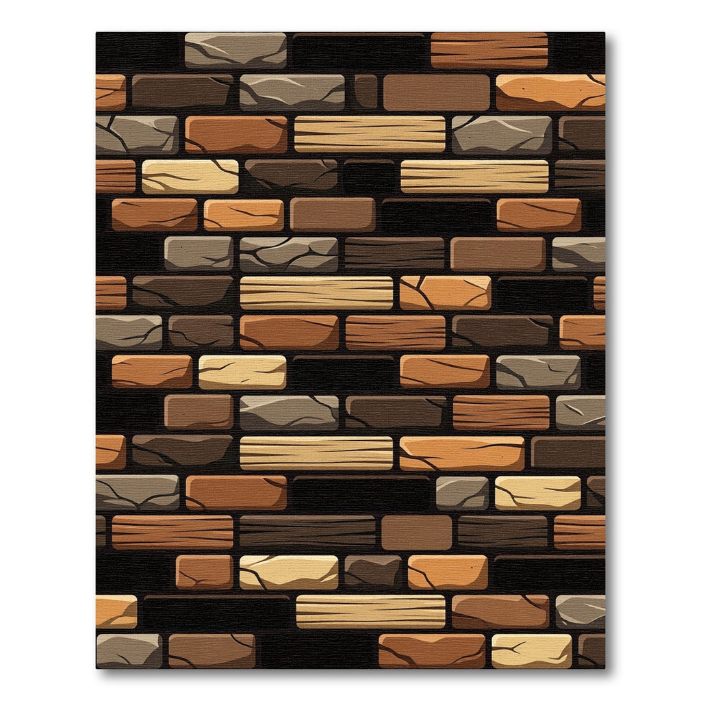 Earthy Tone Stacked Stone Wood Rug
