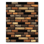 Earthy Tone Stacked Stone Wood Rug