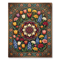 Vibrant Floral Mandala Garden Tapestry Rug