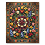 Vibrant Floral Mandala Garden Tapestry Rug