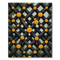 Black Lattice Orange Blossom Garden Rug