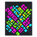 Neon Geometric Grid Abstract Pixel Art Rug