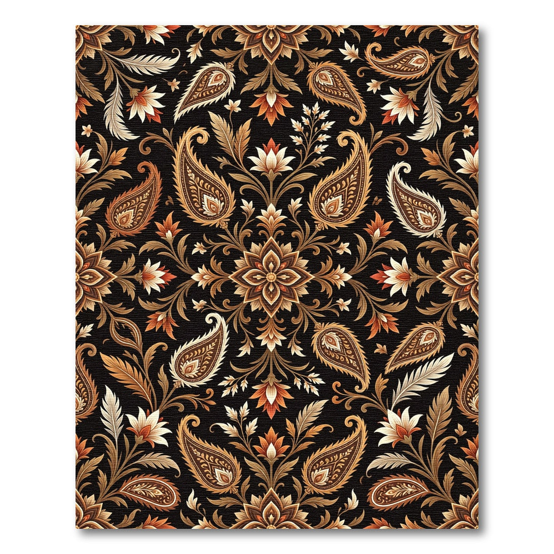 Earthy Brown Floral Paisley Ornament Rug
