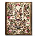 Enchanted Floral Bunny Garden Illustration Rug