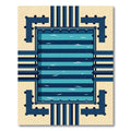 Modern Navy Blue Geometric Linear Grid Rug