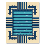 Modern Navy Blue Geometric Linear Grid Rug