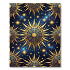 Celestial Golden Sun Navy Cosmic Rug