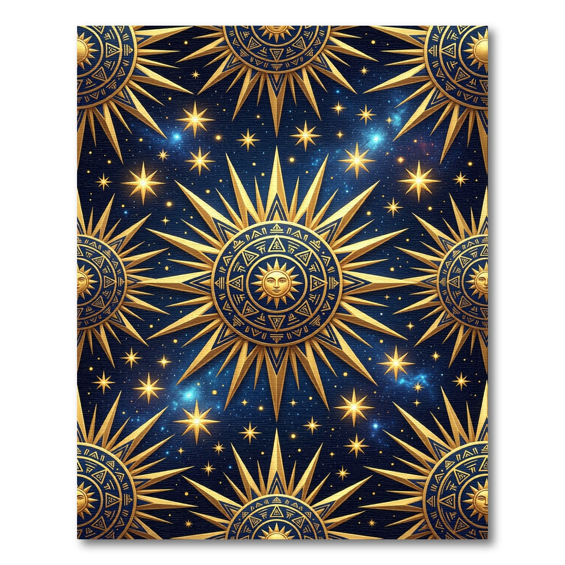 Celestial Golden Sun Navy Cosmic Rug