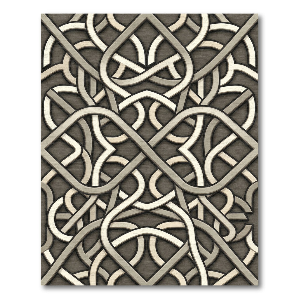 Interlocking Taupe Geometric Lattice Weave Rug