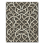 Interlocking Taupe Geometric Lattice Weave Rug