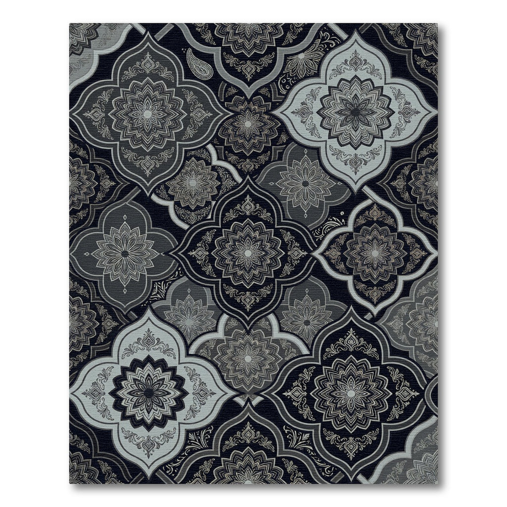 Art Nouveau Mandala Arabesque Grey Rug